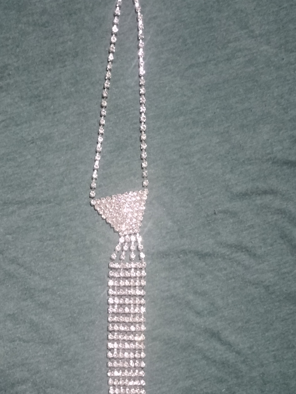 Silver Crystal necktie Statement Necklace - Women Jewelry